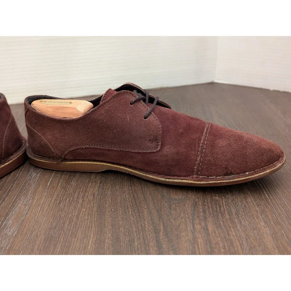Vito Rossi Suede Loafers Mens 11 Brown Oxford Cap Toe Lace Up Espresso Brown
